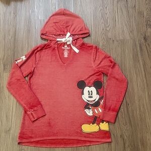 Disney Parks red hooded long sleeve shirt Size Medium
